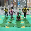 Duyusal Eğitim Araçları Yumuşak Lotus Yaprak Pad Kurbağası Atlama Köpük Alanı Çocukların Açık Mekan Oyun Sahne Anaokulu Spor Oyunları Oyuncakları 240123
