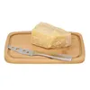 Plates Modern Bamboo Butter Cheese Dish With Clear Lid Kitchen Supplies