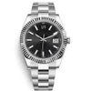 ST9 Steel Black Dial Fluted Bezel Watch 41mm 자동 메키 시아형 손목 시계 스트랩 Sapphire Movement Mens Watches254U