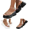 Fashion Comfortable Sandals Ladies Shoes Platform Wedge Heel Transparent Buckle Breathable 7710