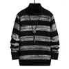 Men's Sweaters 2024 Autumn Sweater High Collar Youth Pullover Solid Color Knitted Shirt Clothing