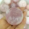 Dekorativa figurer 40-45mm Pink Rose Powder Crystal Quartz Natural Sphere Ball Healing Stone Home Decoration Lovers Gifts