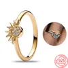 2024 NOWY PRZYJRÓŻNIK Sterling Celestial Blawling Sun for Girl Sier Birthday Gift Gold Color Ring Biżuteria