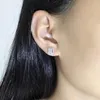 Stud Earrings Fashion Female 925 Silver Needle Hollown-out Square Zircon For Women T Shaped Style Jewelry Girlfriend Gift