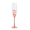 Wedding Champagne Glass Set Toasting Flute Glasses with Rhinestone Crystal Rimmed Hearts Decor Drink Goblet Cup