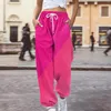 Calças femininas moda solta colorido casual professor trabalho roupas tan linho mulheres sweatpants verão para