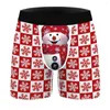 Underpants Men Milk Silk Boxers Christmas-themed Men's With Digital Print Striped Elastic Waist Anti-septic Properties For Soft