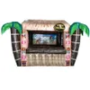 wholesale 4x2.5m Outdoor Customized opened inflatable Tiki bar with palm tree drinking counter serving air balloon for summer carnival beach party