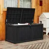 Homguava 200Gallon Large Storage Deck Boxes Outdoor Box Bench Waterproof Pool Patio Resin Bin Chest Outside 240125