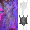 Belts Women Fashion Trend Waist Seal Transparent Lace Vest Sexy Shiny Body Tassel Rhinestone Corset Slim E3P8