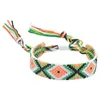 Braccialetti con ciondoli Modello geometrico colorato Tessuto Bracciale dell'amicizia bohémien per le donne Vintage Nepal Intrecciato fatto a mano Pulseras Femme