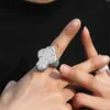 Hiphop Vintage bague en diamant glacé pour femmes et hommes argent or Micro CZ Zircon croix hommes anneaux taille 7/8/9/10