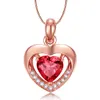 Collier étudiant amour coeur rouge cristal pendentif Rose plaqué or collier femmes bijoux de mariage nouvel an cadeau d'anniversaire