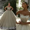 Stunningbride 2024 champanhe moda elegante sem alças vestidos de casamento vestido de baile sem mangas lantejoulas apliques de renda feito sob encomenda vestido de noiva