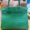 Todas as sacolas femininas de luxo feitas à mão crocodilo estuarino original 30cm pele de crocodilo real Personalizada outra cor Bolsa de designer modelo especialmente personalizada com caixa