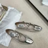 Designer Silver Women Flat Ballet Shoes Fashion Shallow Slip On Ladies Elegant Round Toe Soft Ballerina 240126
