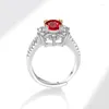 Cluster Ringe NBNB Mode Big Red Oval Zirkonia Frauen Ring Klar CZ Mädchen Einstellbar Offene Trendy Weibliche Hochzeit Party Finger schmuck