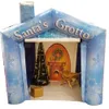 Jeux de plein air Impression personnalisée Grotte gonflable du Père Noël 3,5 x 3 x 3 m Noël Santa Cottage House Tente Abri Cabinet Cabine ballon pour la décoration du festival de Noël