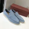 Sıradan Ayakkabı Somunlar Düz Düşük Üst Süet İnek Deri Oxfords Moccasins Yaz Yürüyüş Konforu Loafer Kauçuk Sole Flats Loro Piyano Boyutu 35-45