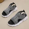 Sandals Women's 2024 Summer Wedge Heel Elastic Cloth Cover Foot Ladies Thick-soled Fashion Casual Female Sneakers