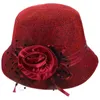 Bérets chapeau femmes tricoté extérieur thermique grande fleur décontracté lin chaud bonnet moyen âge