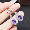 Stud Earrings Natural Real Blue Tanzanite Luxury Drop Earring 5 7mm 0.9ct 2pcs Gemstone 925 Sterling Silver Fine Jewelry X219128