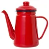 1 1L High-Grade Enamel Coffee Pot Pour over Milk Water Jug Pitcher Barista Teapot Kettle for Gas Stove and Induction Cooker Red271s