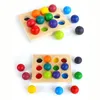 Baby Montessori Houten Speelgoed Regenboogbal en Kopjes Kleur Sorteerspellen Fijne Motoriek Vroeg Onderwijs Leren Speelgoed Cadeaus voor Kinderen 240124