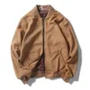 Vestes de chasse Mcikkny hommes daim cuir veste de Baseball printemps automne solide vêtements de couleur manteaux Vintage col montant