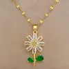 Ensemble collier et boucles d'oreilles en acier inoxydable, charmant, à la mode, feuille verte blanche, tournesol et classique rétro, bijoux de fête de mariage