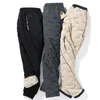 Winter Zip Pockets Thicken Fleece Sweatpants Men Joggers Black Grey Down Cotton Warm Pants Male Water Proof Thermal Trousers 7XL 240122