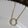 Ожерелье из стерлингового серебра 925 пробы с покрытием из 14-каратного золота, голубое море, легенда, полный бриллиантовый круг, корейская золотая цепочка на ключицу 240122