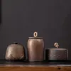 Керамические контейнеры для чая в японском стиле в стиле ретро, креативная винтажная фарфоровая канистра, герметичный резервуар для хранения конфет с крышкой, контейнер для пищевых продуктов 240124