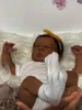 19 polegadas de boneca afro -americana Romy Black Skin Reborn Baby acabado de nascido com um presente de brinquedo de cabelo enraizado para meninas 240119