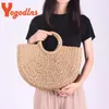 Yogodlns mode lune paille sacs à main femmes été sac de plage sac en rotin à la main Vintage tissé sac à main pour les femmes bolsa femme 240118