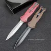 Couteau pliant automatique BM 3300 Infidel, lame D2 en alliage d'aluminium rouge/marron/bleu + poignée en caoutchouc, chasse automatique, camping, couteau EDC extérieur