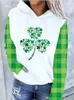 Futro kobiet 2024 Wydrukowane 3D St. Patrick Irish Festival Clover Clover Hooded Sweter