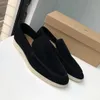 2024new Casual Shoes Loafers Flat Low Top Suede Cow Leather Oxfords Moccasins Summer Walk Comfort Loafer Slip on Loafer Rubber Sole Flats Loro Piano Casual 34