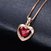 Collier étudiant amour coeur rouge cristal pendentif Rose plaqué or collier femmes bijoux de mariage nouvel an cadeau d'anniversaire