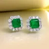 Örhängningar 2023 Ny S925 Sterling Silverörhängen Emerald Retro Square Earrings 5A Zircon Factory Direct Sales