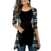 Damesblouses Herfst en winter Halflange tops Gedrukt Splitsen Decoratie Los Casual