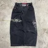 Streetwear JNCO Jeans Y2K Hosen Herren Harajuku Retro Hip Hop Grafik Baggy Jeans Schwarze Hosen Gothic Hohe Taille Breite Hosen 240124