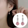 Dangle Oorbellen VOQ Zilver Kleur Mode Eenvoudige Zirkoon Ronde Aardbei Kristal Voor Vrouwen Sieraden Koreaans