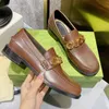 2024 Latest Unisex Dress Shoes Luxury Designer Shoes Classic Letter Button Cowhide Flat Heel Lefu Shoes Men's and Women's Casual Shoes Factory Shoes