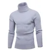 Herrtröjor Turtleneck tröja Mens Pullover Casual Fiting High Collar Stick Long Sleeve Solid Color Comfy