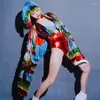 Scene Wear Bar Nightclub Party Show Colorful Tassels Coat Bodysuit Rave Festival Clothes Women DJ Dancer Performance Costume