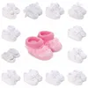 Premiers marcheurs 0-1 ans né princesse robe chaussures semelle souple blanc enfant décontracté chaussure de marche dentelle fleur enfants filles infantile pographie