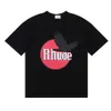 Rhude Tshirt Designer Classic Tshirt da uomo di qualità originale High Street Peace Pigeon Casual a maniche corte per uomo e donna