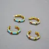 Boucles d'oreilles pendantes LONDANY incrustation de Zircon coloré fait à la main émail goutte à goutte d'huile lumière luxe Simple en forme de C clou pour femmes