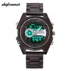 Shifenmei 2139 Antika herrar Zebra och Ebony Wood Watches med dubbla displayföretag i trä Digital Quartz Watch Y190515298B